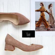 Бежеві замшеві туфлі-човники Арт. 457-2/53Ок