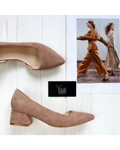 Бежеві замшеві туфлі-човники Арт. 457-2/53Ок