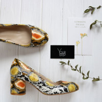 Туфли из желто-оранжевой кожи с тиснением под змею Арт. 605-4/45Ок