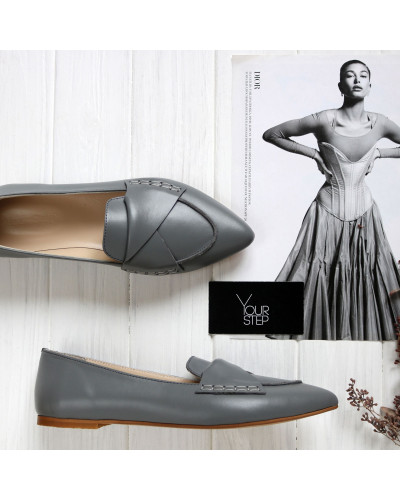 Балетки з сірої шкіри з гострим носом Арт.: 17-11