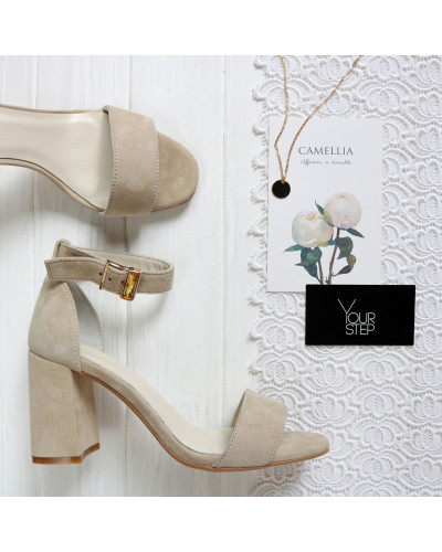 Босоніжки з бежевого велюру Арт. 853-3/48Ок