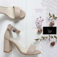 Босоніжки з бежевої шкіри під рептилію Арт. 853-3/48Ок