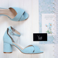 Босоніжки з блакитної замші на підборах Арт. 605-10/45Ок