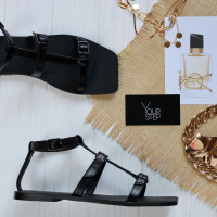 Босоніжки з чорної шкіри Арт. 073-4