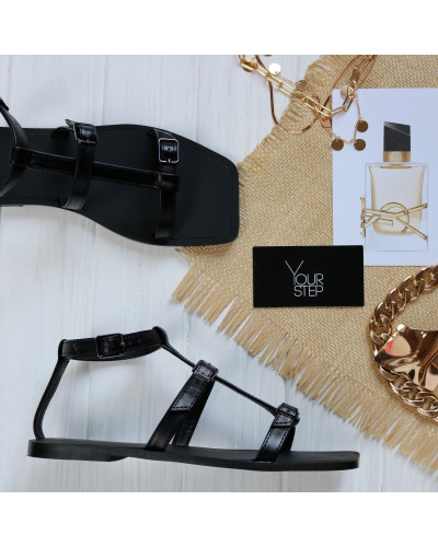 Босоніжки з чорної шкіри Арт. 073-4