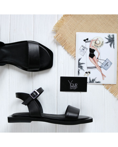 Босоніжки з чорної шкіри Арт. 10-5/0504