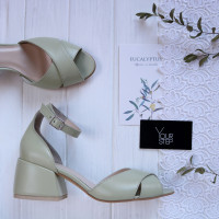 Шкіряні босоніжки на підборах Арт. 605-10/w324Ок