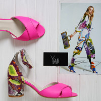 Рожеві босоніжки на підборах Арт. 605-10/45Ок