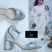 Лакові босоніжки сірого кольору на підборах Арт. 605-11/47Ок