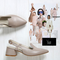 Босоніжки з бежевої шкіри з гострим носом Арт. 457-6/53Ок