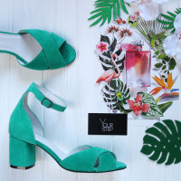 Босоніжки з замші на підборах Арт. 605-10/45Ок