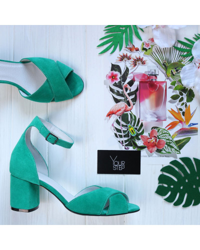 Босоніжки з замші на підборах Арт. 605-10/45Ок