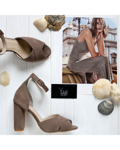 Босоніжки з замші кольору капучино Арт. 95-12/24Ок