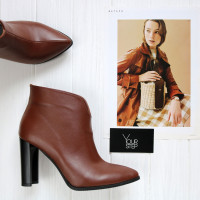 Ботинки из рыжей кожи на каблуке Арт. 35-15/32