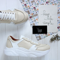 Кросівки з бежевої шкіри Арт. Т-3/21913