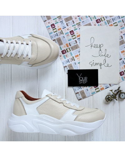 Кросівки з бежевої шкіри Арт. Т-3/21913