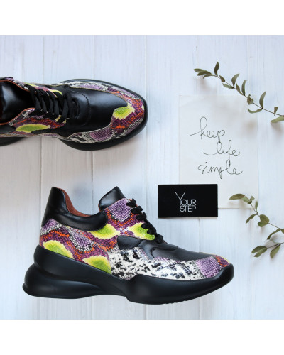 Кросівки зі шкіри під змію Арт. 218-1/21973