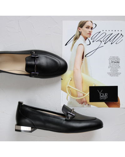 Чорні шкіряні лофери Арт.156-1/33-2578