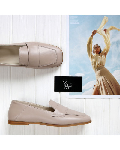 Бежева лофери з квадратним носом Арт. 072-3П