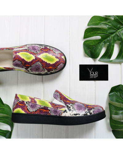 Мокасини з тисненням під змію Арт. Em-3