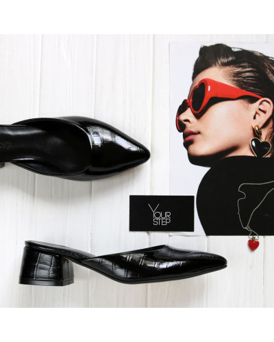 Чорні мюлі з гострим носом Арт. 457-5/53Ок