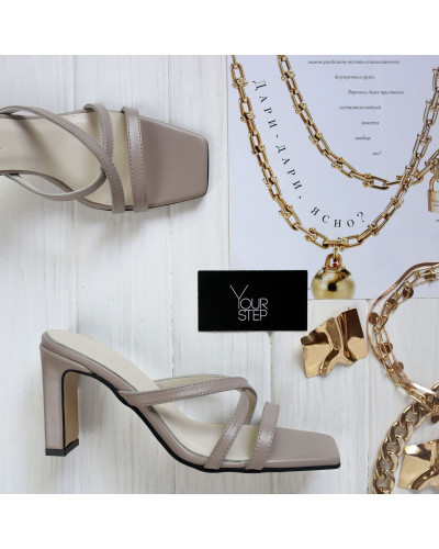 Бежеві мюлі з квадратним носом Арт. 867-2/8045Kr