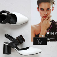 Туфлі-човники з білої та чорної шкіри Арт. 657-17/47Ok