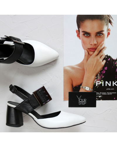 Туфлі-човники з білої та чорної шкіри Арт. 657-17/47Ok