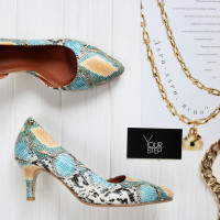 Туфлі-човники зі шкіри з тисненням під змію Арт. 657-2/616Ок