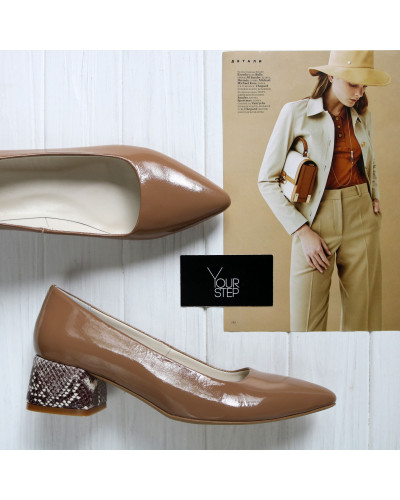 Бежеві лакові туфлі-човники Арт. 457-1/53Ок