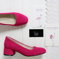 Туфли из замши цвета фуксия на низком каблуке Арт. 456-1/53Ок