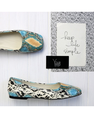 Шкіряні балетки з тисненням під змію Арт. 072-2