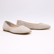 Балетки з бежевої замші з квадратним носом Арт. 072-2