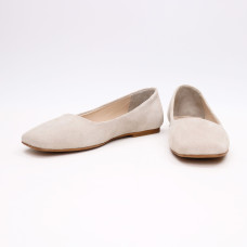 Балетки з бежевої замші з квадратним носом Арт. 072-2