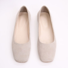 Балетки з бежевої замші з квадратним носом Арт. 072-2