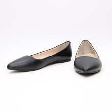 Балетки з чорної шкіри з гострим носом Арт.17-2