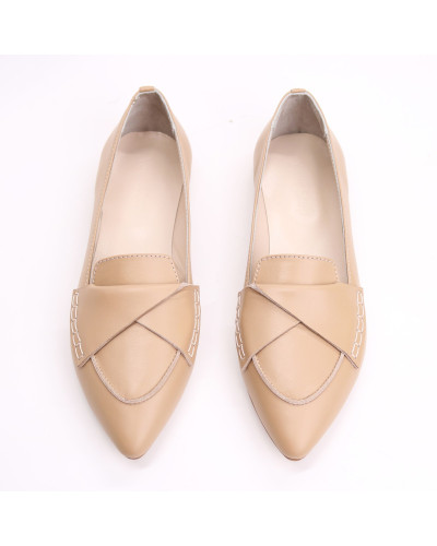 Балетки з карамельної шкіри з гострим носом Арт.: 17-11