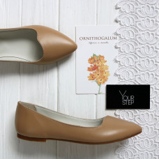 Карамельні шкіряні балетки з гострим носком — м’який акцент і комфорт кожного дня (Арт. 17‑6) 