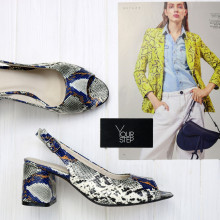 Босоніжки з тисненням під змію Арт. 605-9/47Ок