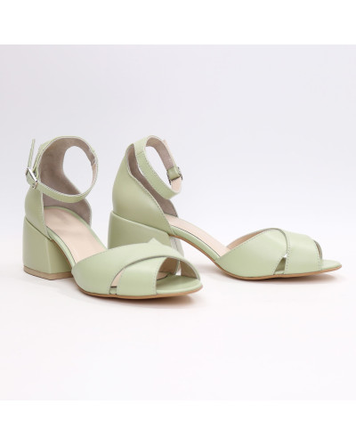 Шкіряні босоніжки на підборах Арт. 605-10/w324Ок