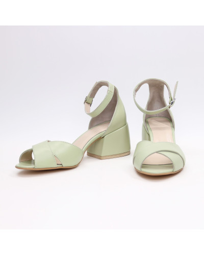 Шкіряні босоніжки на підборах Арт. 605-10/w324Ок