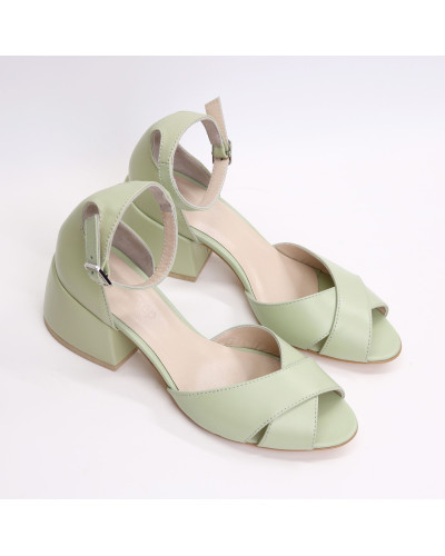 Шкіряні босоніжки на підборах Арт. 605-10/w324Ок