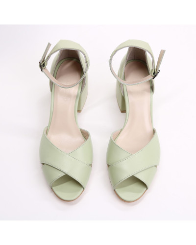 Шкіряні босоніжки на підборах Арт. 605-10/w324Ок