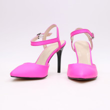 Босоножки из кожи розового неона на шпильке Арт. 35-6/35