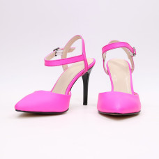 Босоножки из кожи розового неона на шпильке Арт. 35-6/35