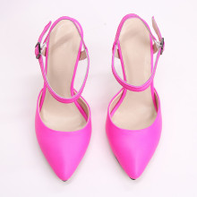 Босоножки из кожи розового неона на шпильке Арт. 35-6/35