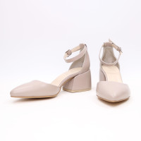 Босоніжки з бежевої шкіри з гострим носом Арт. 657-4/w324Ок