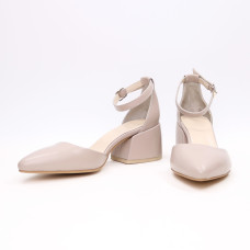 Босоніжки з бежевої шкіри з гострим носом Арт. 657-4/w324Ок