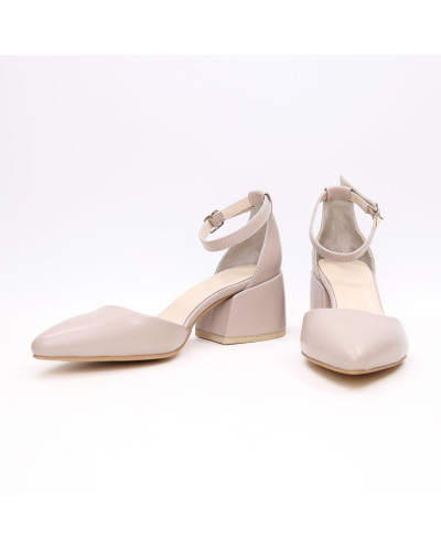 Босоніжки з бежевої шкіри з гострим носом Арт. 657-4/w324Ок