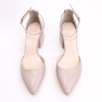 Босоніжки з бежевої шкіри з гострим носом Арт. 657-4/w324Ок